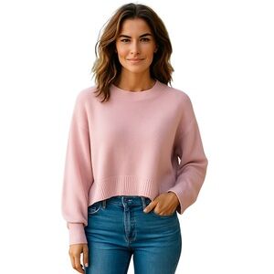 Pink Rose Pink Crew Neck Knit Sweater